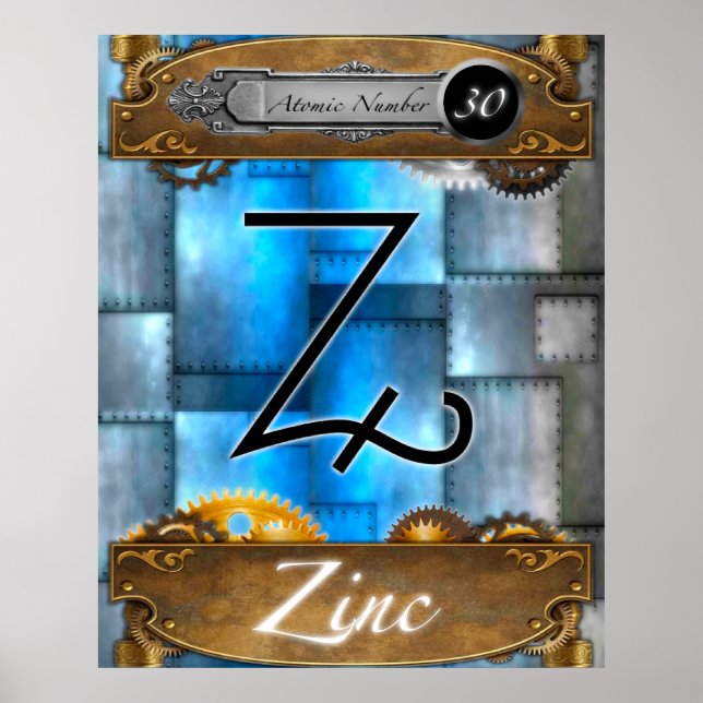 Poster Número Atômico de Zinco de Elemento Periódico nº 3 (Frente)
