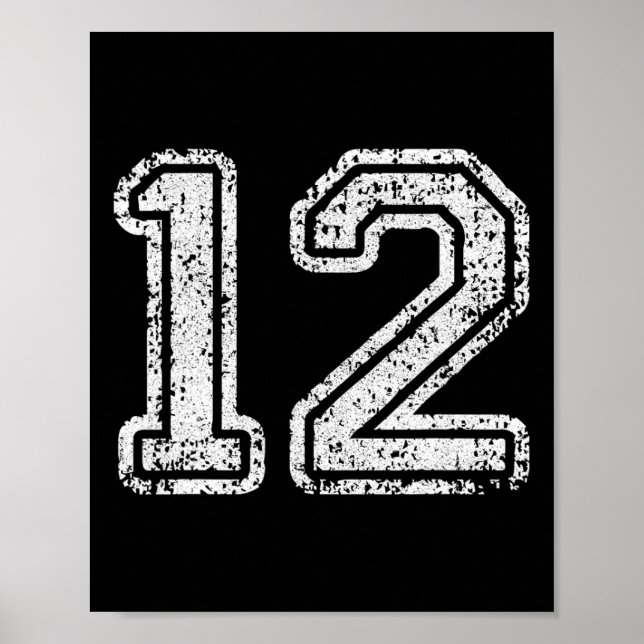 Poster Número da Camisa 12 Doze Número de Futebol Present (Frente)