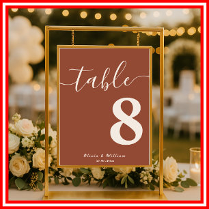 Poster Número da Mesa de Casamento com Flores Silvestres