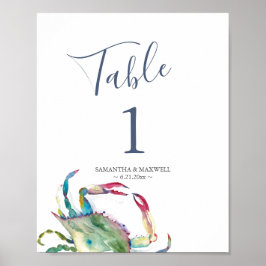 Poster Número da Tabela de Casamento Costeiro