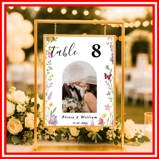 Poster Número da Tabela FOTO de Casamento de Floral Boho  (Criador carregado)