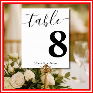 Poster Número de Mesa com Caligrafia para Casamento Moder