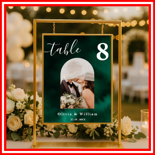Poster Número de Mesa de Casamento Verde Esmeralda FOTO