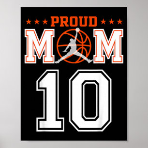 Poster Número Personalizado 10 Mãe Orgulhosa de Basquete