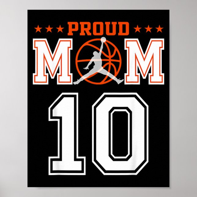 Poster Número Personalizado 10 Mãe Orgulhosa de Basquete  (Frente)