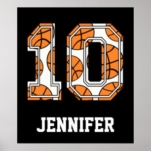 Póster Número Personalizado de Basquete 10