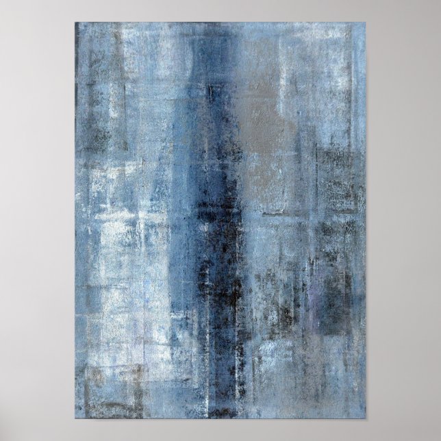 Poster 'Número Um' Abstrato Arte Azul (Frente)