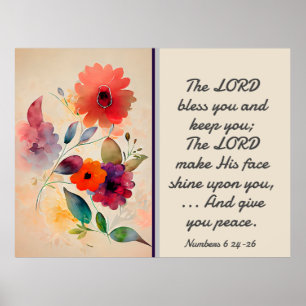 Poster Números 6 24-26 Lord Bless You Floral Watercolor