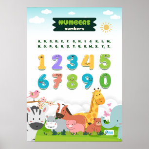 Poster Números Com Animais Cutes