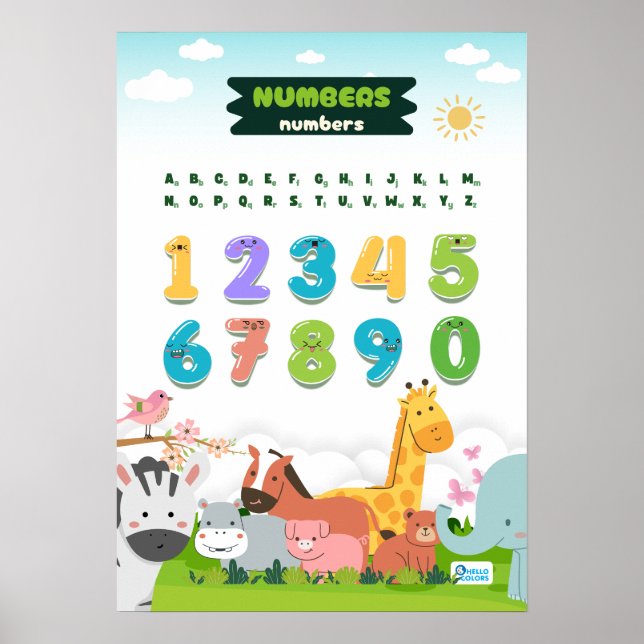 Poster Números Com Animais Cutes (Frente)