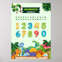 Poster Números com dinossauros