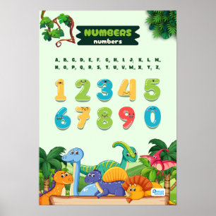 Poster Números com dinossauros