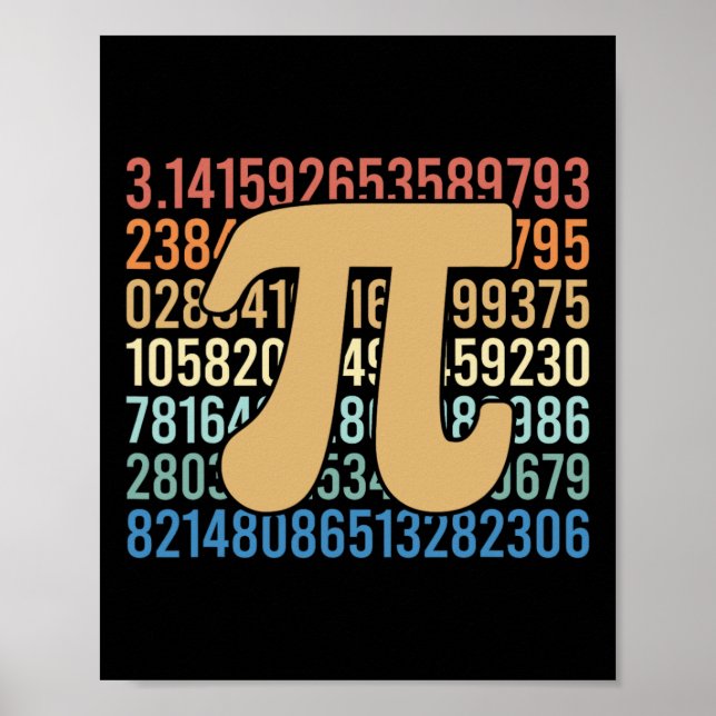 Poster Números da Equação Matemática Retro Pi-Day do Prof (Frente)