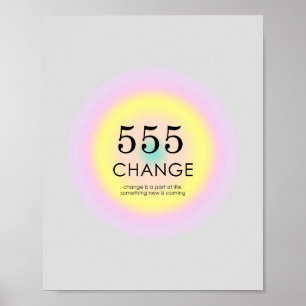 Poster Números de anjo Numerologia 555 Alteração Signi