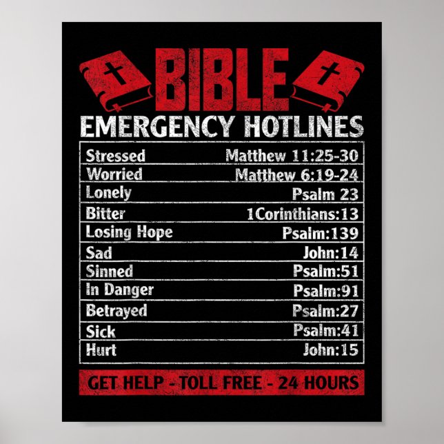 Poster Números de Emergência da Bíblia Engraçado Deus Cri (Frente)