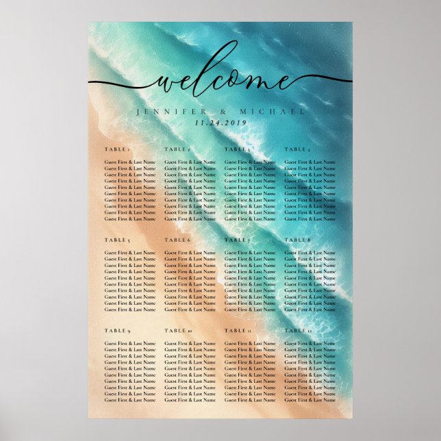 Poster Números de Mesa de Casamento da Festa de Verão da  (Frente)