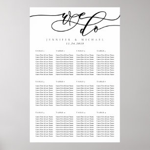 Poster Números de Mesa de Casamento Minimal Limpo Simples