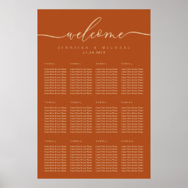 Poster Números de Mesa de Casamento Simples de Terracota