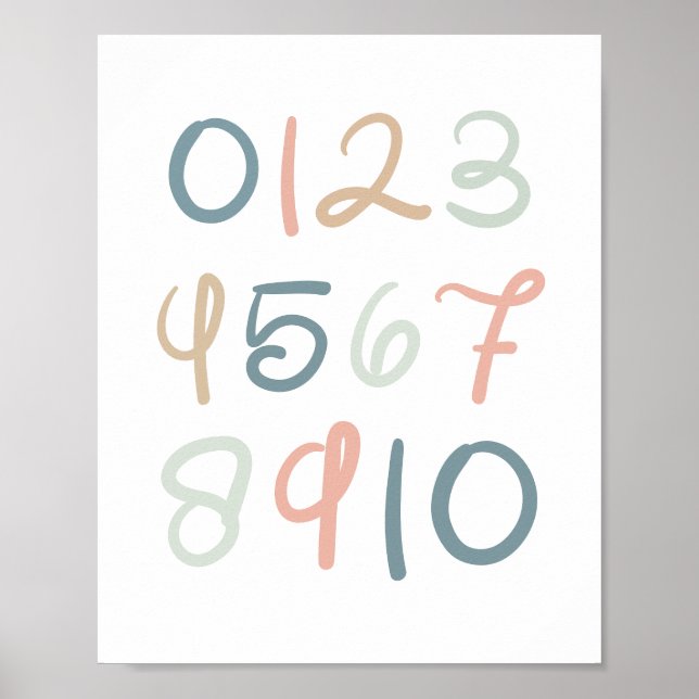 Poster Números de Pastel Suave - Arte de Parede Educacion (Frente)