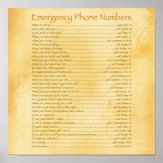 Póster Números de telefone de emergência