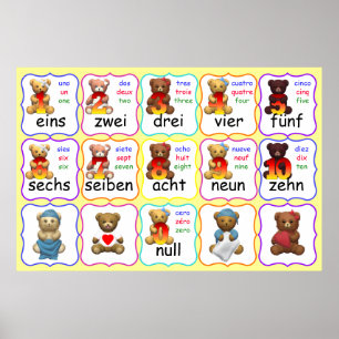 Póster Números do urso em espanhol e francês