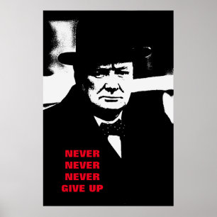 Poster Nunca Desista Da Pop de Arte Winston Churchill Mot