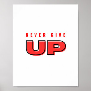 Poster Nunca desista do design de texto vermelho