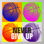 Poster Nunca Desista Do Sucesso De Pop de Arte De Basquet<br><div class="desc">Trabalhos de arte populares de jogos americanos e internacionais - Eu adoro este jogo. Esportes populares - Imagem de bola de basquete.</div>
