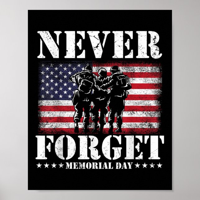 Poster Nunca Esqueça o Dia da Memória da Bandeira dos EUA (Frente)