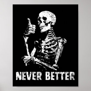 Poster Nunca Melhor Bebendo Skeletrificado Café Halloween