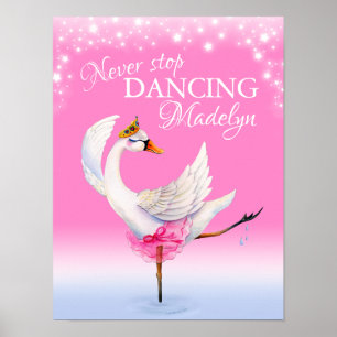 Poster Nunca pare de dançar arte de berçário de cisne ros