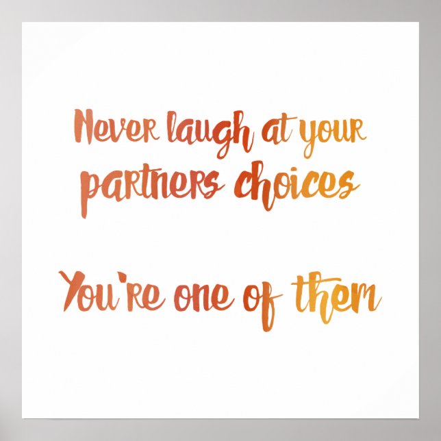 Poster Nunca ria do seu parceiro (Frente)