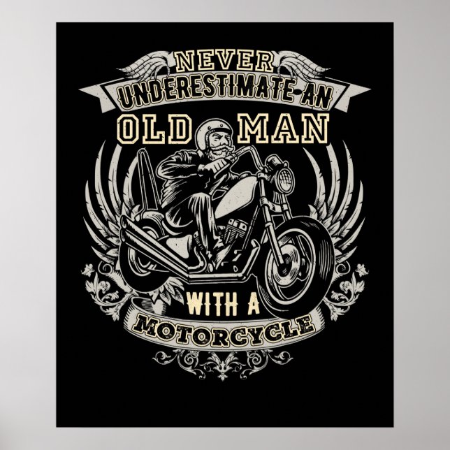 Poster Nunca Subestime Um Velho Com Uma Moto (Frente)