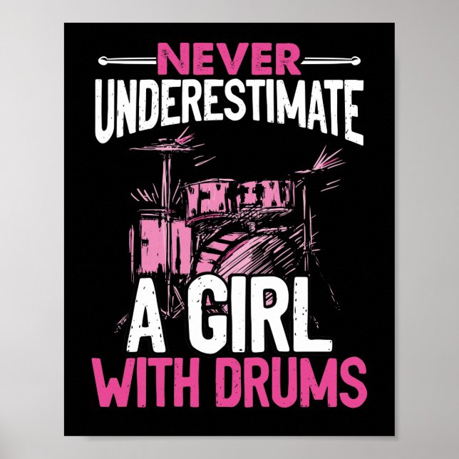Poster Nunca Subestime Uma Rapariga Com Drummer (Frente)