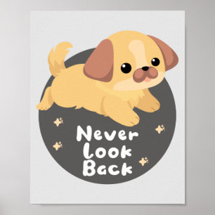 Poster Nunca tranque Kawaii, cachorro feliz e engraçado p