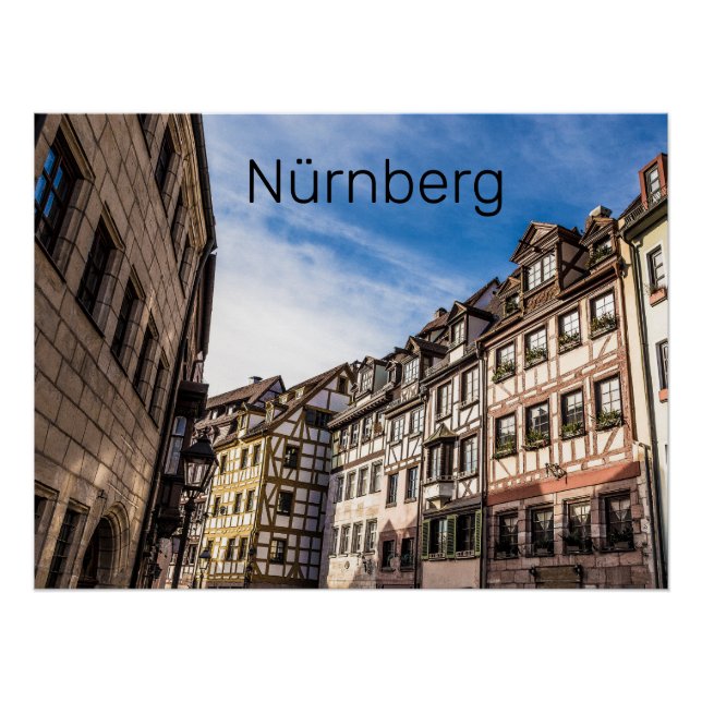 Póster Nuremberg Cityscape Bavaria Alemanha Souvenir (Frente)