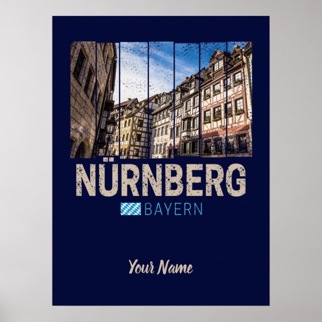 Poster Nuremberg Vintage Bavaria Alemanha Souvenir (Frente)