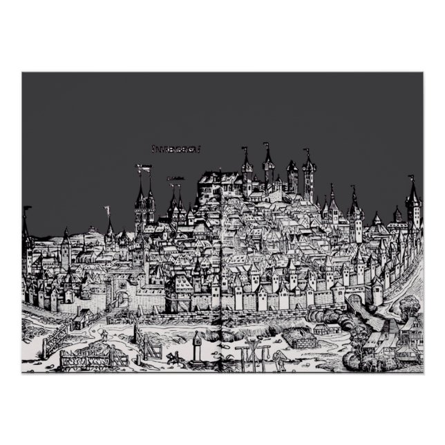 Póster Nuremberga, cidade medieval na Alemanha (Frente)