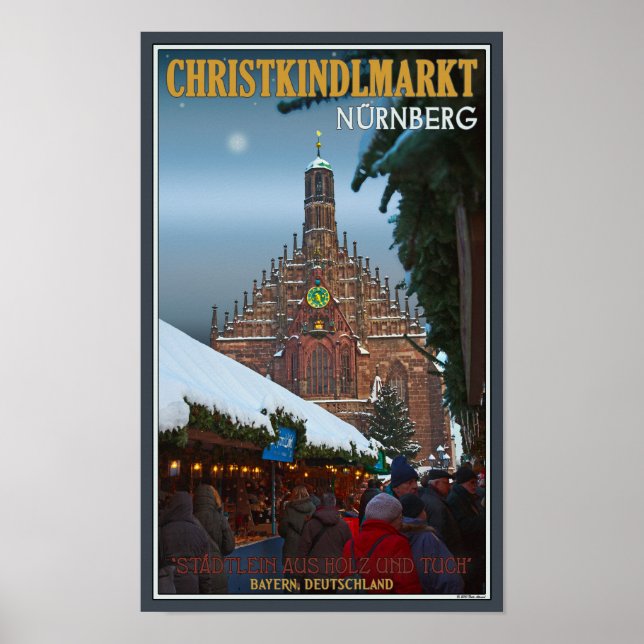 Poster Nürnberg Frauenkirche & Christkindlmarkt (Frente)