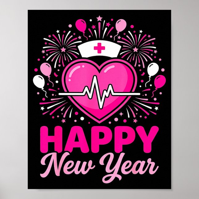 Poster Nurse Crew Heartbeat Nye Countdown Party Year Happ (Frente)