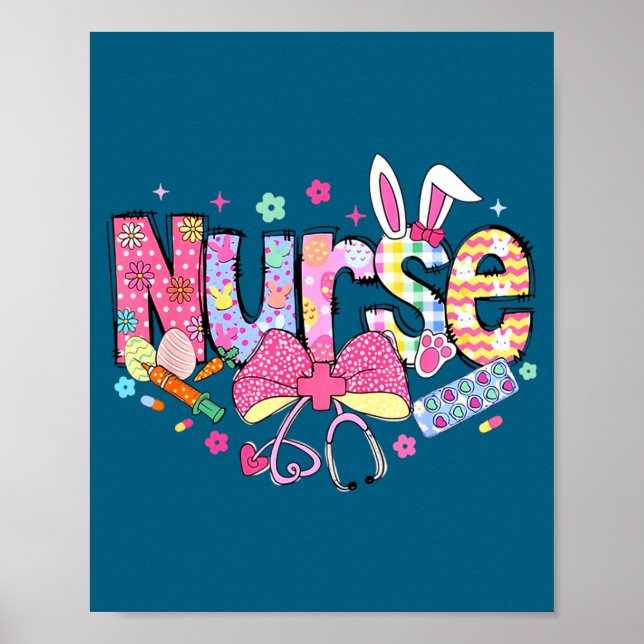 Poster Nurse Easter Day Cute Coquette Stethoscope Nursing (Frente)