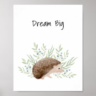 Poster Nursert Wall Art Baby Animal Hedgehog Sonho Grande