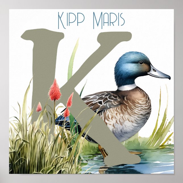 Poster Nursery Art Duck - Letra K (Frente)