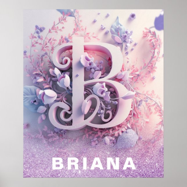 Poster *~* Nursery Monograma AP71 Rapariga - Letra B (Frente)