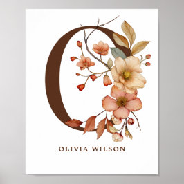 Poster Nursery Wall Art Girl Cottagore - Letra O