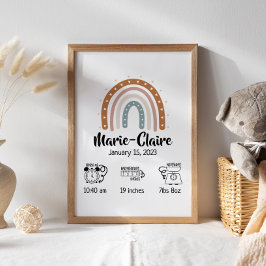 Poster Nursery watercolor boho arco-íris