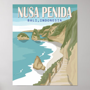 Poster Nusa Penida Beach Bali Indonesia Vintage