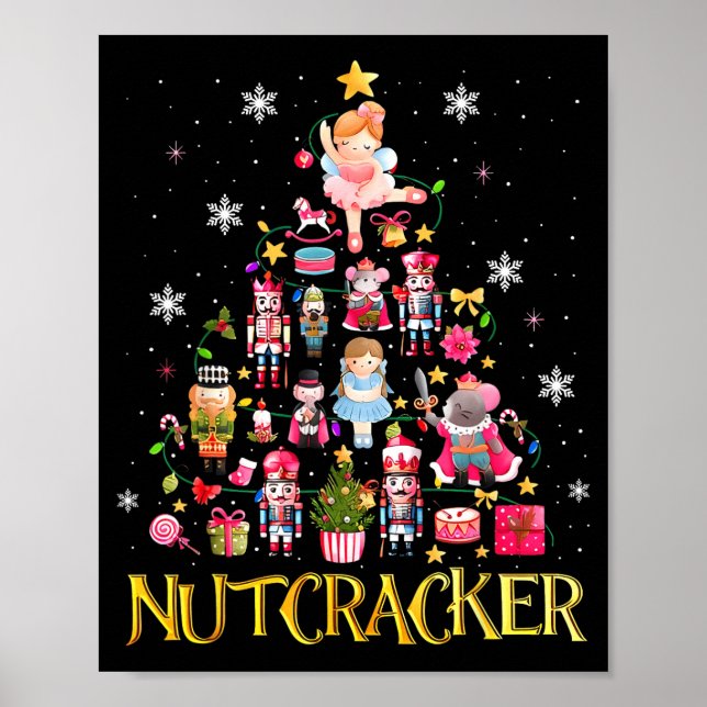 Poster Nutcracker Christmas Tree Ballet Dance Women Kids  (Frente)