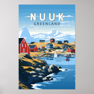 Poster Nuuk Groenlândia Viagem Art Vintage