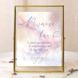 Poster Nuvem 9 Bar de Mimosa para Chá de Bebê de Aquarela
